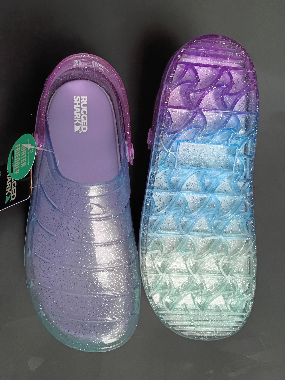 Rugged Shark Kids Glitter Ombre Sandals - Purple/Blue/Green